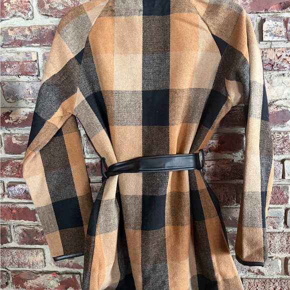 🤎 HOOEY Buffalo Plaid Belted Jacket Western Boutique Coat Cowgirl NWOT Size M - Picture 3 of 3